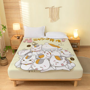 Cartoon Cat Teacher Single Piece Mattress Cover Anti-Slip Fixed Bedding Protector Sheet Bed Canopy Universal Polyester
