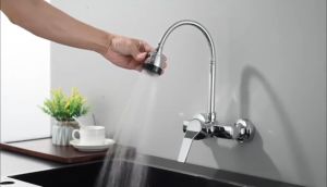 Sink faucet 2-head type stainless steel stainless steel 304 sink faucet 304 freely adjustable neck can rotate 360 (2-head faucet sink faucet 2-head sink faucet 2-outlet faucet Sink faucet 304 stainless steel faucet 360 degree rotating faucet