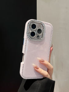 Ốp Lưng Điện Thoại Kim Cương Hai Mặt Đơn Giản Thời Trang Cho iPhone 16 pro Max 15 pro Full Diamond Frame 14 plus 13 12 Cảm Giác Cao Cấp