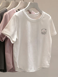 White Short Sleeve Womens T-shirt Slimming Design Summer Fashion Korean Style Straight Cut Commute Top Short Length