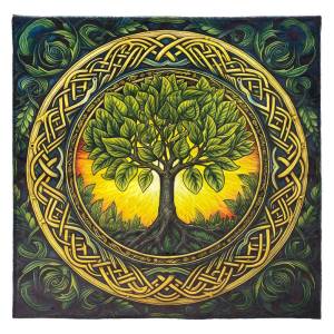 VIKAMA Celtic Tree Of Life Totem Khăn Trải Bàn Chống Thấm Nước Bàn Thờ Phù Thủy Lễ Bói Toán Tarot Khăn Trải Bàn Phong Cách Mỹ Polyester Vuông