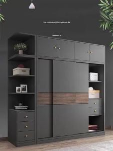 Wardrobe Mute Sliding Door Locker Bedroom Light Luxury Large Capacity Wardrobe