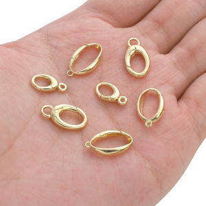 1ชิ้นทองแดง14K ชุบทองวงรีหัวเข็มขัดสปริงสำหรับสร้อยข้อมือทำด้วยมือสร้อยข้อมือสร้อยคอต่างหูพวงกุญแจอุปกรณ์การทำเครื่องประดับหัตถกรรม DIY