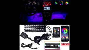 Car Interior Neon LED Decorative Light Remote Music APP Control Atmosphere Lamp Auto Foot Strip Decoration Backlight Lights