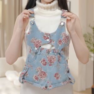Summer Kids Floral Vest and Bib Shorts Set