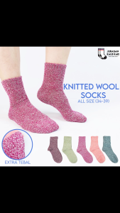 Kaos Kaki Wanita Panjang Tebal Thermal Wool Rajut Winter Socks