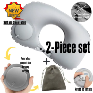 Inflatable U Shaped Neck Pillow Flight Travel Portable Press Type Outdoor Comfort Neck Protection