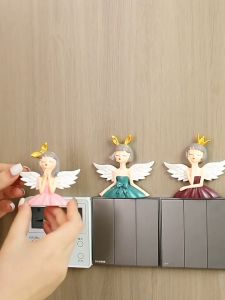 Angel Girl Kreatif 3D Tiga Sticker Colokan/Hiasan Stop Kontak Dinding