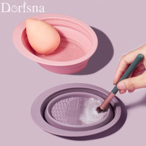 Dorisna Makeup Brush Cleaner Pad Newest Cosmetic Brush Silicone Folding Cleaning Bowl Washing Brush Cleaning Mat Foundation Scrubbe Board