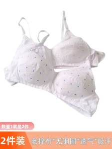 2 PCs for Middle-Aged and Elderly People Cloth Bra Vintage Cotton Ladieswear Bra Girl Wireless Sponge-Free Underwear Thin