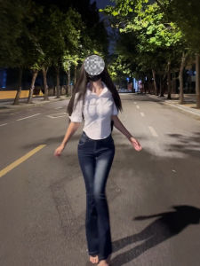 American Retro Bell Bottom Jeans Womens Slim Fit High Waist Bootcut Denim Spring Autumn Design Butt Lifting Versatile Long Pants