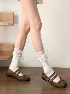 Tất Dài Đến Bắp Chân Phong Cách Ballet Cho Bé Gái Có Nơ Ren Màu Trắng Phong Cách Lolita JK Nhật Bản Váy Xếp Nếp