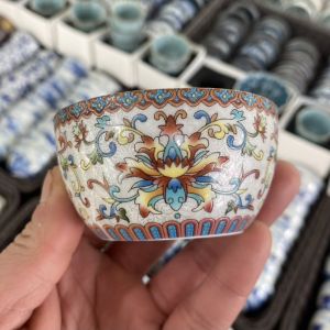 Enamel Color Ceramic Tea Cup Gongfu Tea Set Personal Cup Tasting Cup Lotus Guest Cup Chinese Style Porcelain Tea Cup