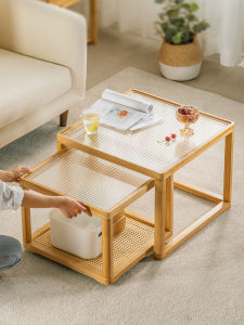 ZHUTING | Japanese Style Real Wood Glass Side Table