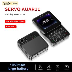 SERVO AUAR11 Rotating Mobile Phone 2.4" Slide Screen 2 SIM Stadby Flashlight Speed Dial Magic Voice FM 2G Button Small Cellphone