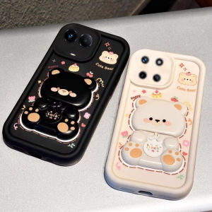 New Phone Case Realme 11X 11 Pro+ 10T 10 Pro + 9i 9 Pro+ NFC Plus 5G 4G Hot Cartoon Fashion Trendy Anti-shock Soft Casing with Cute Bear Mirror 360° Rotation Bracket 2025