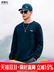 Enjeolon Heavyweight Retro Tie Dye Long Sleeve Mens T-Shirt Loose Fit Shoulder Drop Autumn Winter New Style Casual Cotton Tee