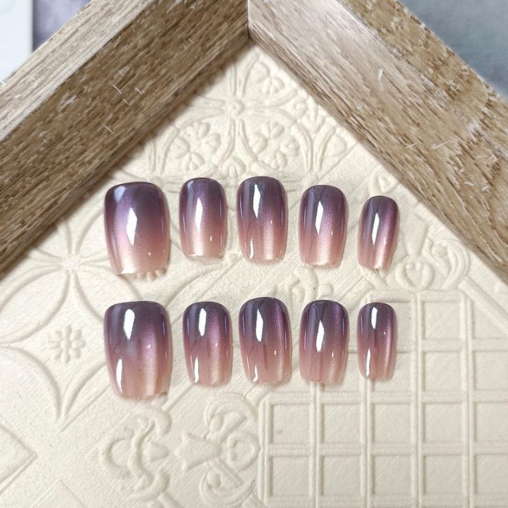 Short White Enhancing Star Purple Simple Design Nail Stickers Easy to Wear Artificial Nails No Brand Registered Trademark