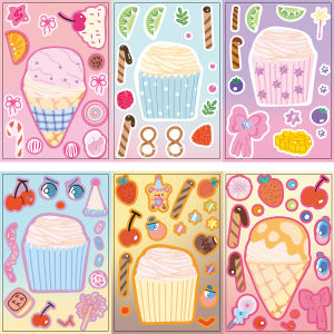 8 Color Cake Ice Cream Goo Card Stickers Kids DIY Puzzle Stickers Painter Book Mobile Phone Decoration Small Gift