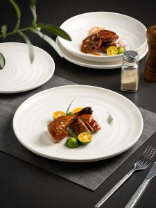 KIMRAMIC Nordic Style Ceramic Plate Dinnerware Steak Plate White Color Home Use Flat Plate High Quality Chinese Manufacturer