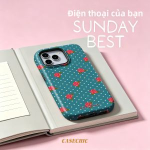 Potdemiel | Ốp Lưng Cứng Chống Sốc Nhiều Màu Teal Daisy Cho iPhone 17/16/15/14/13 Pro Max - Bảo Vệ Kép Chống Xước Từ Tính Thời Trang