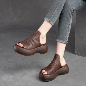 Slippers Women New Style 2024 Korean Wedge Hollow Sandals Fashion Slippers for Women