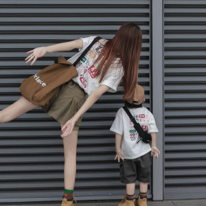 Pure Cotton Family Matching Summer Short Sleeve T-Shirts for Mom Dad And Kids Casual Style Three Or Four Members of the Family