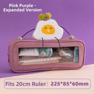deli | Transparent Canvas Pencil Case Large Capacity Small Fresh and Lovely School Supply
