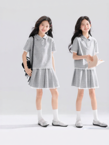 zosee | Two-Piece Summer Polo Shirt and Skirt Set For Big Girls