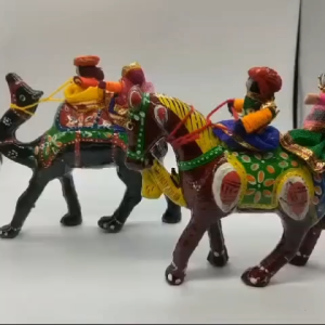 Recycled Material Rajasthani Doll Couple Rider Idol 18x16x5 cm Multicolour Recycled Material (1 piece)