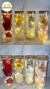 Flower Bouquet Glass Bottle for Christmas Birthday Anniversary Graduation Valentines Girl Friend Mother Present