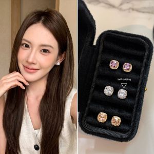 CAFFTI | Attractive S925 Silver Zircon Square Candy Earrings