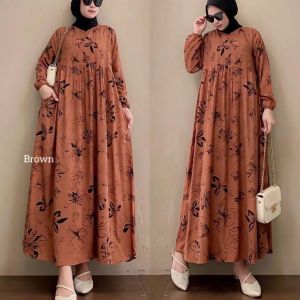 MIDI DRESS WANITA MOTIF TERBARU/ MIDI RAYON ADEM BUSUI JUMBO