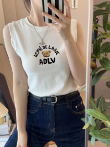 Áo Ba Lỗ Cotton Ôm Vừa Vặn in Chữ Phong Cách Pháp Mùa Hè 2025 Áo Ba Lỗ Nữ Mặc Trong Và Ngoài Trời Che Bụng