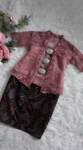 Kebaya Kids Newborn - 4Y Kebaya Budak Baju Raya Budak 2025 Warna Dusty Pink Colour