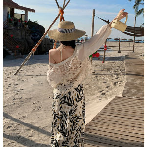 Ink Painting Leaves Chiffon Loose Pants Split High Waist Slimming Pants Pants Sun Protection Xishuangbanna Dai Skirt