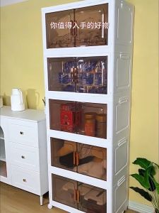 3/4/5 Layers Storage Organizer Multipurpose Foldable Storage Cabinet With Wheels Large Capacity Stackable Almari Dapur