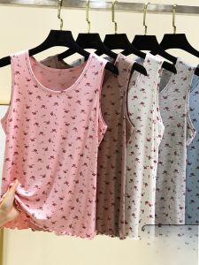 Modal round Neck Floral Strap Vest Women Summer Thin Sleeveless Base Shirt Casual Loose Can Be Outerwear Top