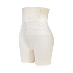High Waist Ice Silk Abdomen Shaping Pants Womens Underwear Strong Effect Seamless Hip Shaping Briefs Three-quarter Length Thin Model