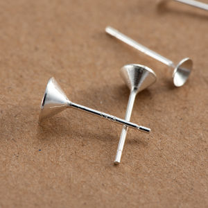 Kim Cốc Bạc 925 Kim Khuyên Tai Kim Khuyên Tai Có Thể Gắn Đá Kim Khuyên Tai Kim Khuyên Tai Cốc Khuyên Tai Bạc Kim Khuyên Tai DIY