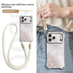 GGUU | Protective Case for iPhone 17 Pro Max Silicone Luxury Style with Shoulder Strap and Lens Cover