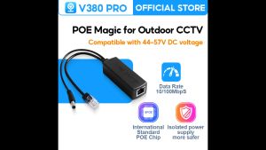 V380 PRO 48V to 12V POE Splitter for IP CCTV Camera Outdoor Power Over Ethernet Adapter with DC5.5/2.1mm Jack | High Efficiency Voltage Converter for CCTV Security Cameras