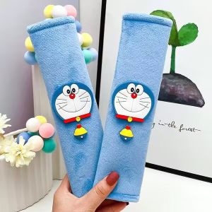 Cute Machine Cat Doraemon Car Seat Belt Cover Set Decorative Automobile Accessories Whimsical Shoulder Protector Set