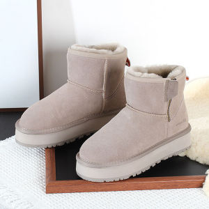 Womens Thick Bottom Snow Boots Fur Lined Winter Shoes Waterproof Rubber Sole Casual round Toe Short Boot Fashion 2024