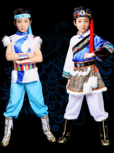 New Children's Performance Clothing: Mongolian, Tibetan, Hezhe Boys' Stage Costumes & Accessories