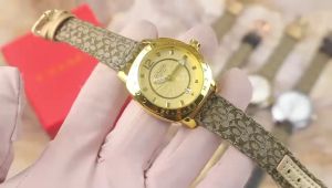 Promo - Jam Tangan Wanita Coach Tali Kulit Tanggal Aktif Fashion Paket Full Sett - Jam Tangan Wanita Kasual PREMIUM
