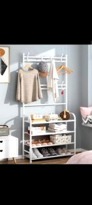 𝗦𝗜𝗠𝗣𝗟𝗘 4 TIERS COAT RACK Multifunctional Coat Rack Clothes Bag Hanger Shoe Rack Shelf / Rak Pakaian Rak Kasut Rak Beg
