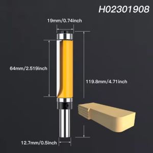 HUHAO | HUHAO Flush Trim Router Bit With Bearing for Wood 1/2in and 1/4in Shank Carbide Steel Straight Trimming Cutter Woodworking Tool