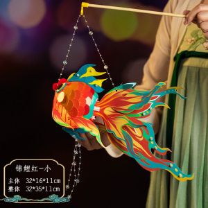 New Year Lantern DIY Handmade Glowing Fish Light Toy for Kindergarten Children Portable Light up Lampfish Decorative Flower Lantern
