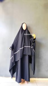 daripuspitaid Gamis Abaya Syari Set Khimar Dewasa Polos 2025 Terbaru Premium Elegan Original Set Khimar Syari Pari List Silver Fashion Muslim Wanita Mewah Premium/Gamis Syari Set Wolfis/Gamis Plus Hijab/Setelan Gamis Muslimah Syari Jumbo XL Umroh Abaya